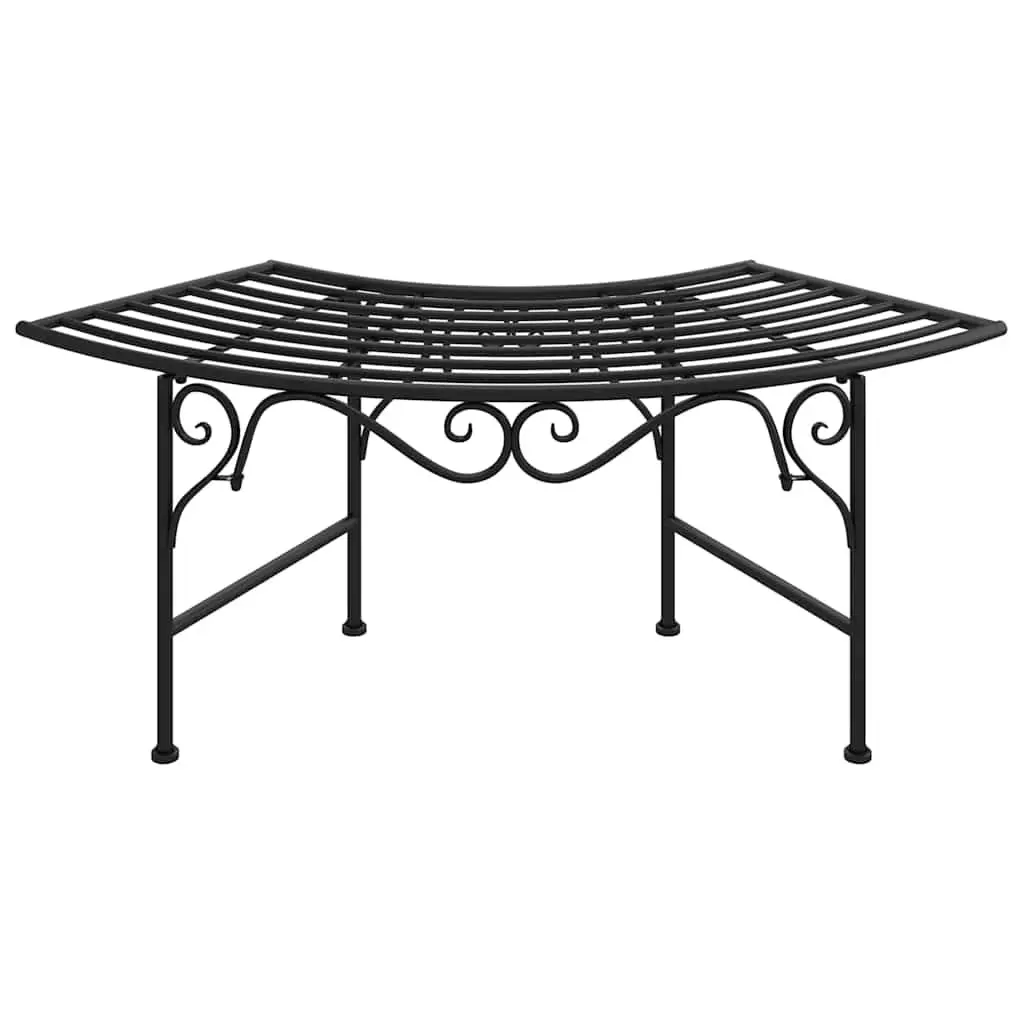 Outdoor Tree Bench 113cm Arc Shaped Garden Seating Metal Patio Furniture Black