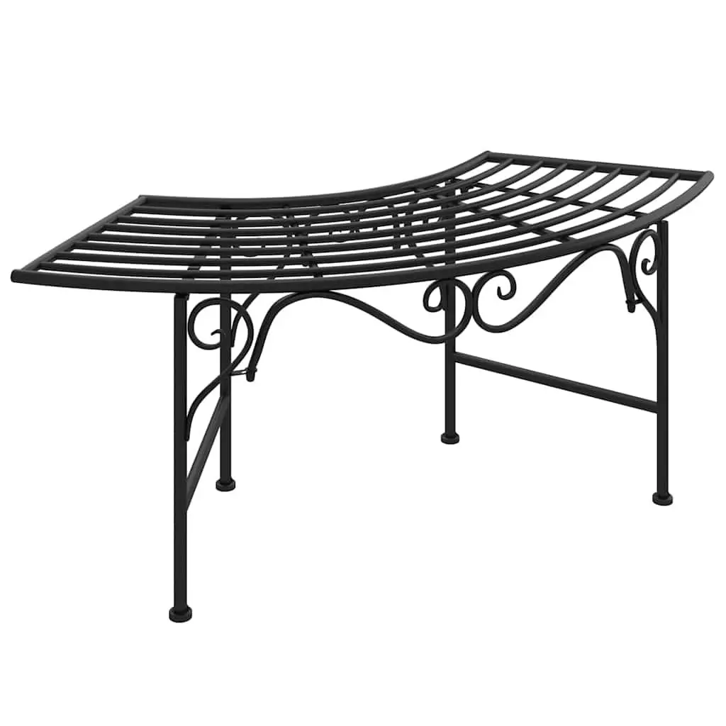 Outdoor Tree Bench 113cm Arc Shaped Garden Seating Metal Patio Furniture Black