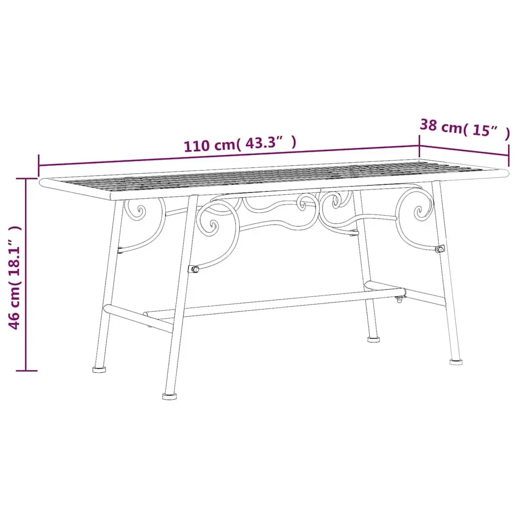 Tree Bench Steel 110cm Black Outdoor Garden Seating