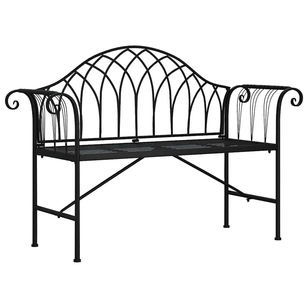 2-Seater Garden Bench 128cm in Black Steel