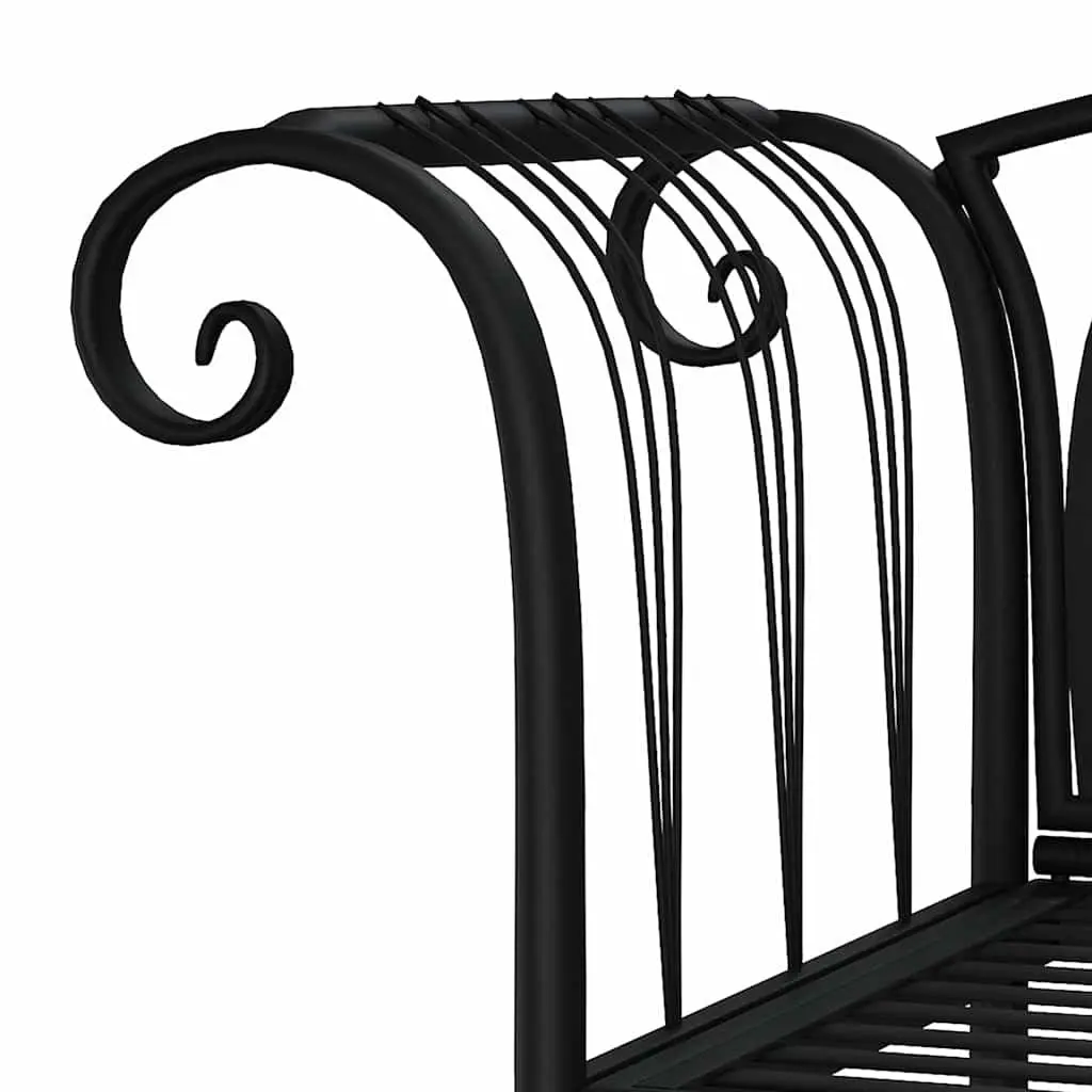 2-Seater Garden Bench 128cm in Black Steel
