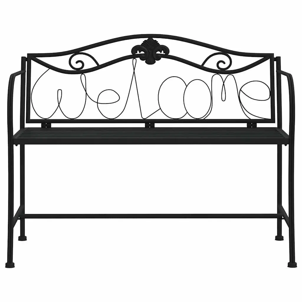 Black Metal Garden Bench for Outdoor Seating
