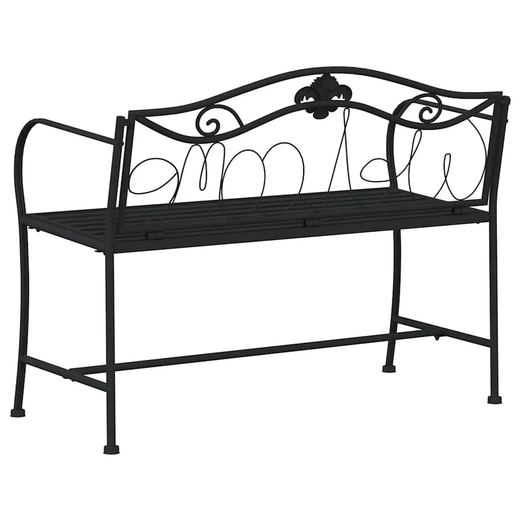 Black Metal Garden Bench for Outdoor Seating