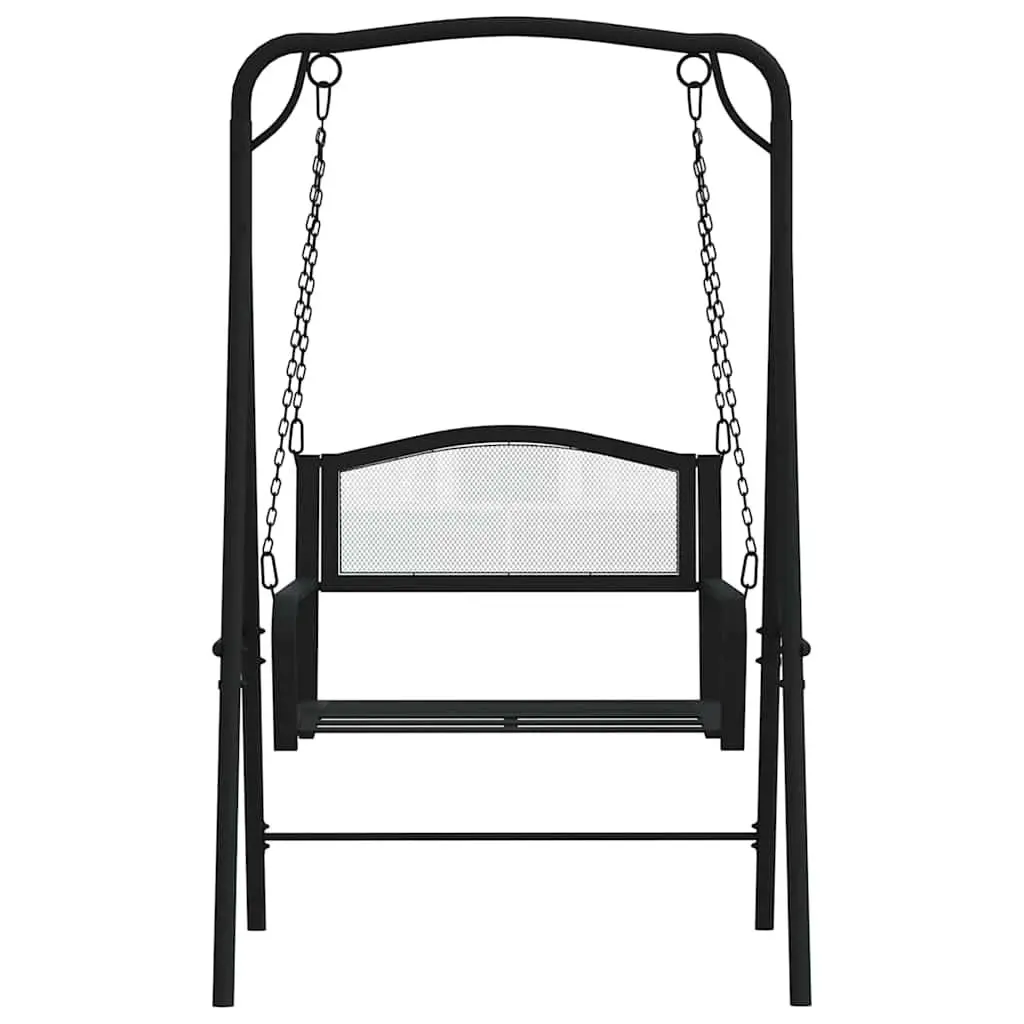 Outdoor Swing Bench 124cm Black Steel with Chains