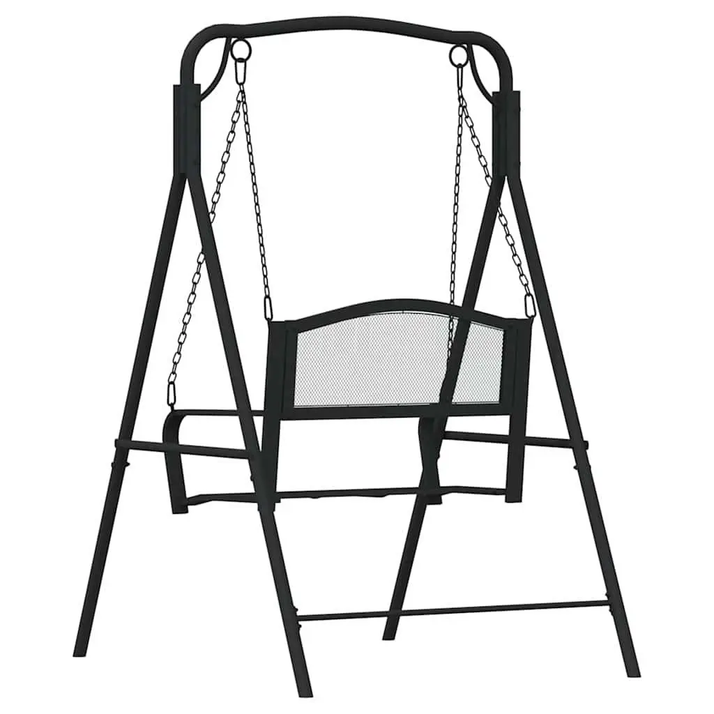 Outdoor Swing Bench 124cm Black Steel with Chains