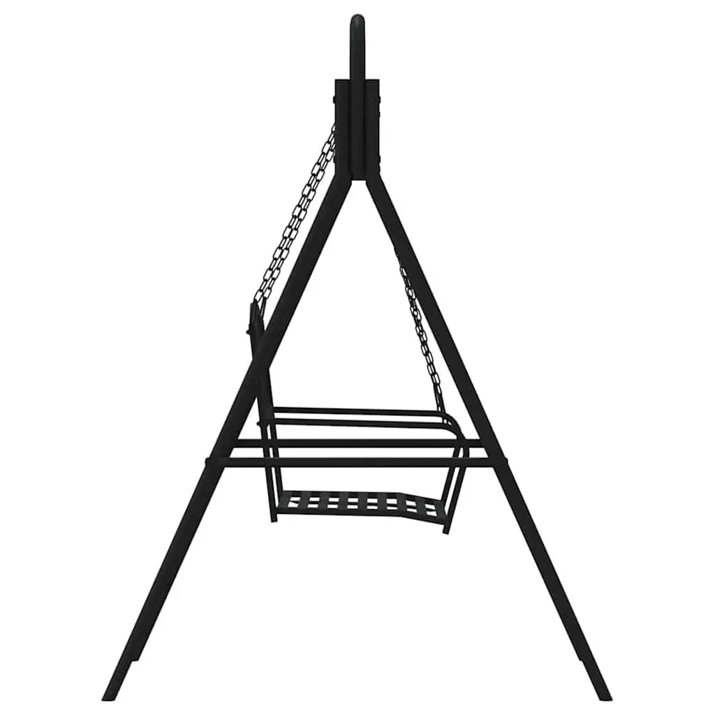 Outdoor Swing Bench 124cm Black Steel with Chains