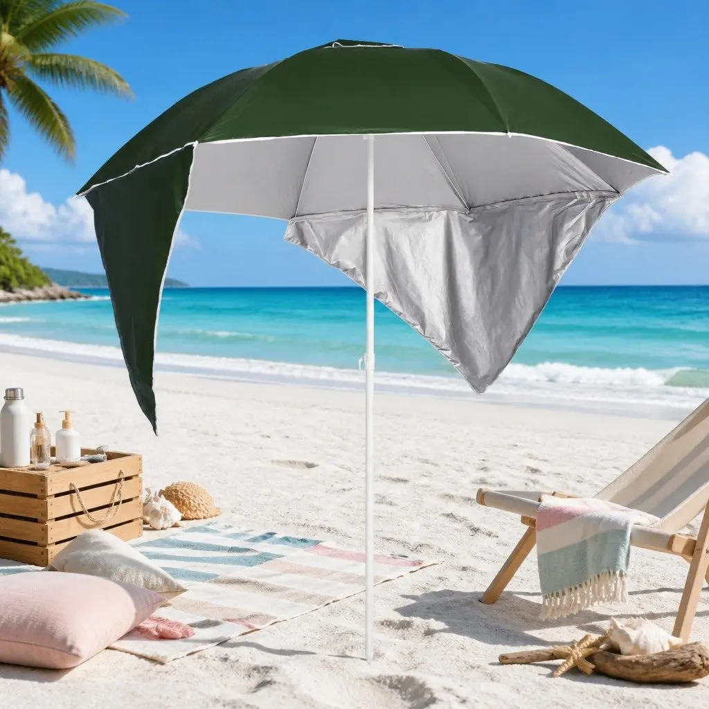 Beach Parasol with Removable Side Walls 215cm