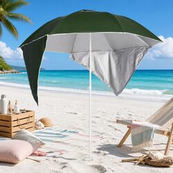 Durable Beach Parasol with Removable Side Walls 215cm