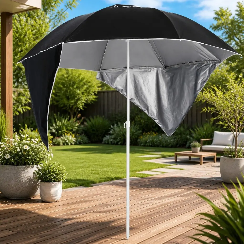 Beach Parasol with Detachable Walls, Anthracite 215cm