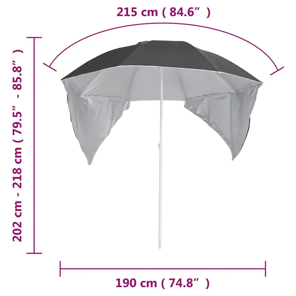 Beach Parasol with Detachable Walls, Anthracite 215cm