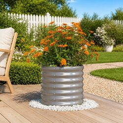 Durable Galvanised Steel Garden Planter 40x40x36cm Grey
