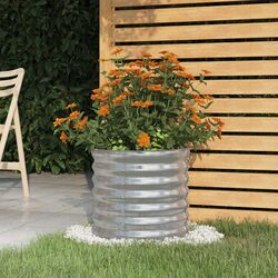 Premium Galvanised Steel Garden Planter 40x40x36cm Silver