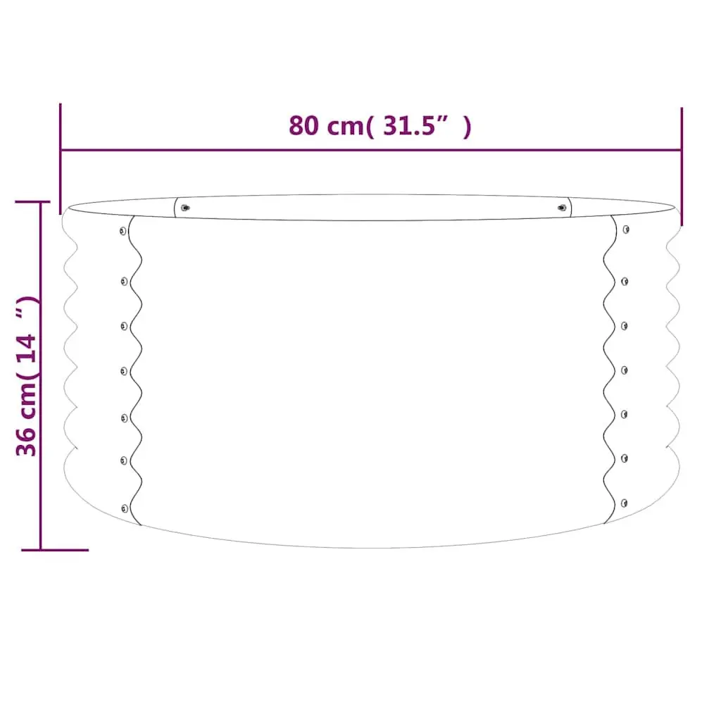 Garden Planter Galvanised Steel 80x80x36cm Green