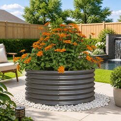 Sturdy Galvanised Steel Raised Garden Planter for Outdoors