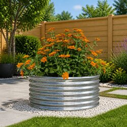 Robust Galvanised Steel Raised Garden Planter 80x80x36cm