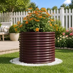 Sturdy Large Brown Steel Garden Planter for Outdoor Use