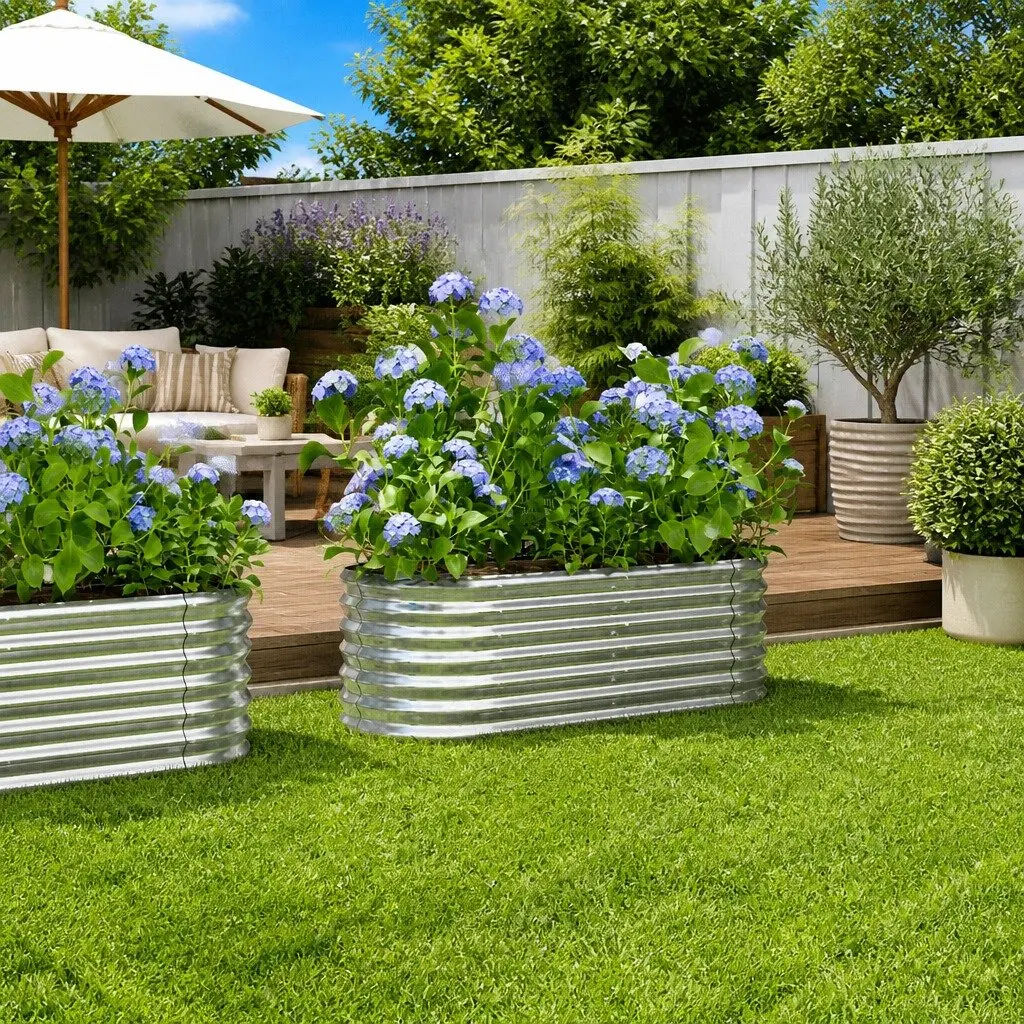 Silver Raised Garden Bed for Vegetables and Herbs
