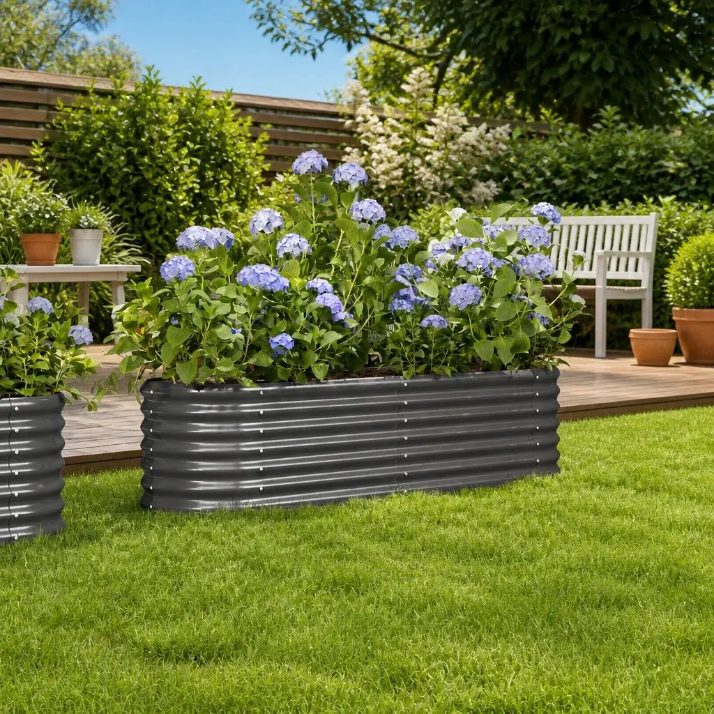Raised Garden Bed Galvanised Steel 152 x 40 x 36 cm Grey