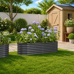 Durable Galvanised Steel Garden Raised Bed 152x40x36cm