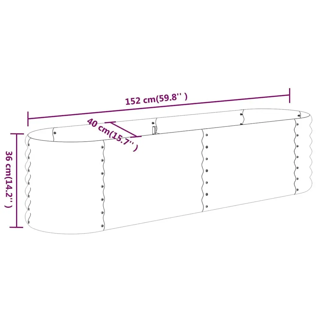 Raised Bed Planter Box Anthracite Galvanised Steel 152x40x36cm Outdoor