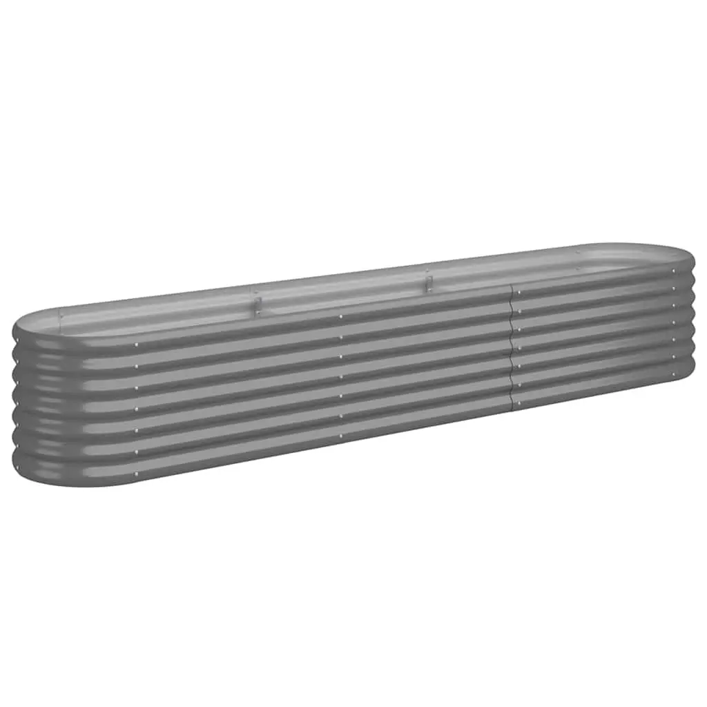Raised Bed Planter Galvanised Steel 224 x 40 x 36 cm Grey