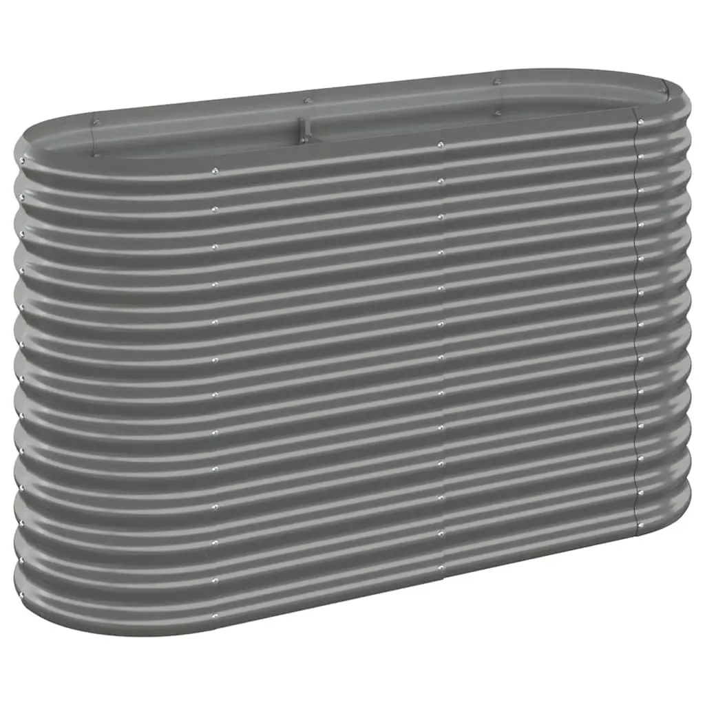 Outdoor Planter Box Grey Galvanised Steel 114x40x68cm Sturdy Raised Bed for Garden Vegetables Herbs and Flowers