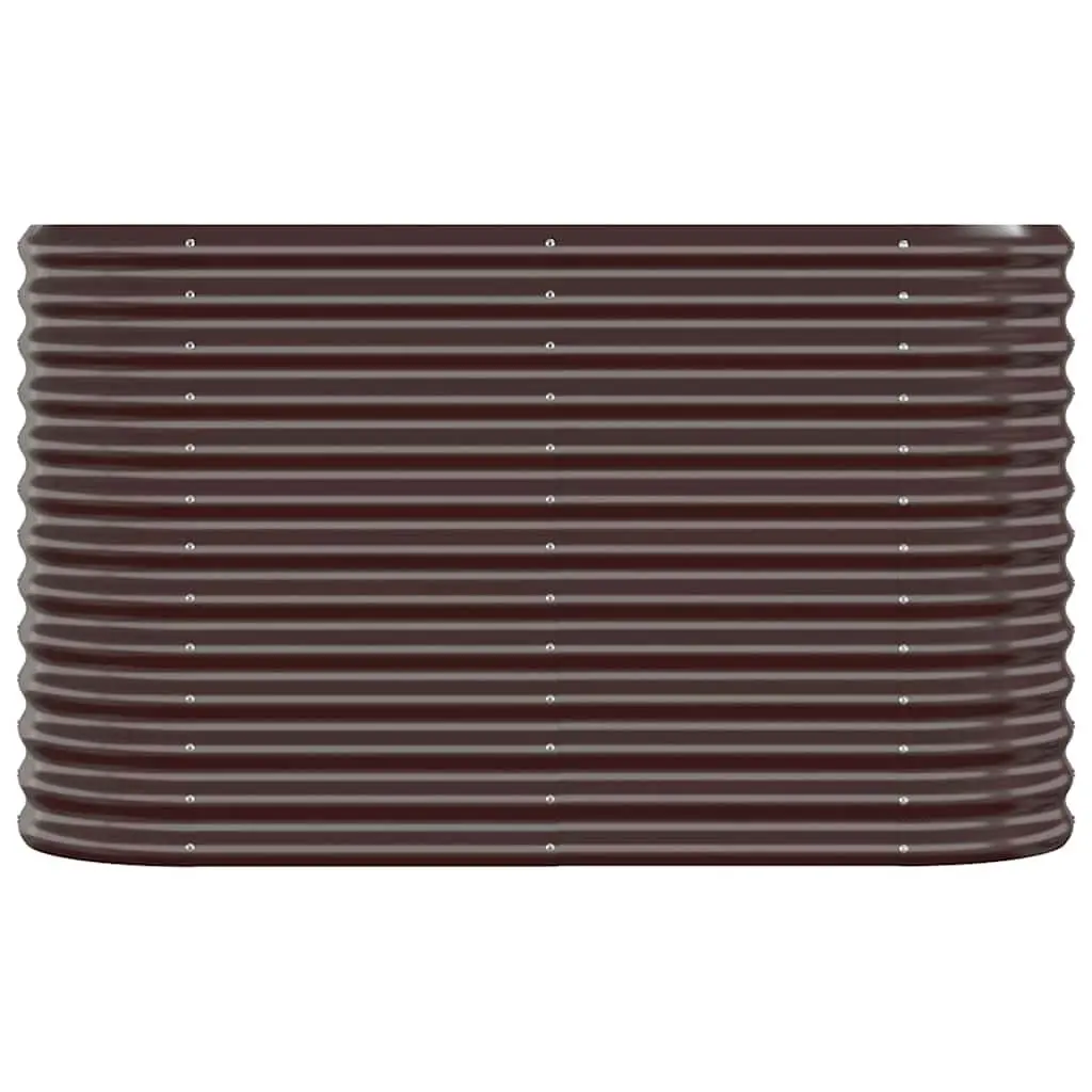 Garden Raised Bed Planter Box Galvanised Steel Frame Brown 114 x 40 x 68 cm Outdoor