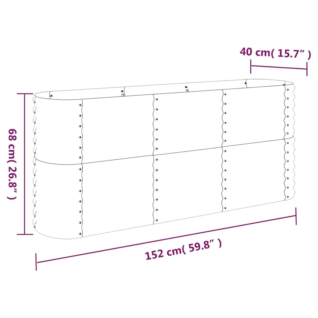 Raised Garden Bed Galvanised Steel 152 x 40 x 68 cm Anthracite Planter Box Outdoor Vegetables Flowers Herbs