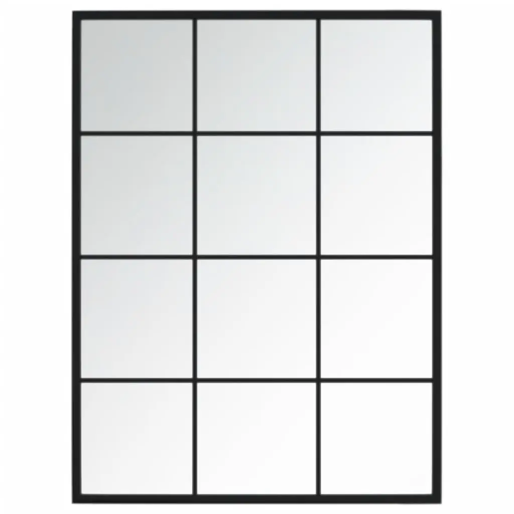 Black Metal Frame Wall Mirrors 3 Piece Set 80x60 cm