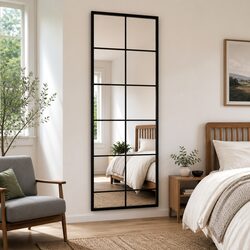 Metal Frame Black Wall Mirrors Set of 2 - 100x40 cm