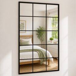 Black Wall Mirrors Set of 3 with Metal Frame 100x60 cm