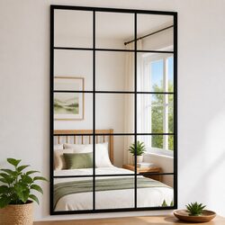 Set of 4 Black Wall Mirrors 100x60 cm Metal Frame