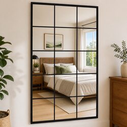 Set of 6 Black Metal Wall Mirrors 100x60 cm