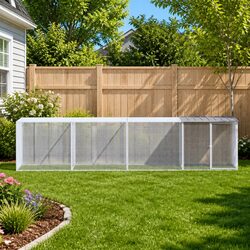 Sturdy Grey Chicken Cage with Roof 403x98x90cm