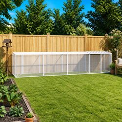 Large Grey Galvanised Steel Chicken Cage with Roof