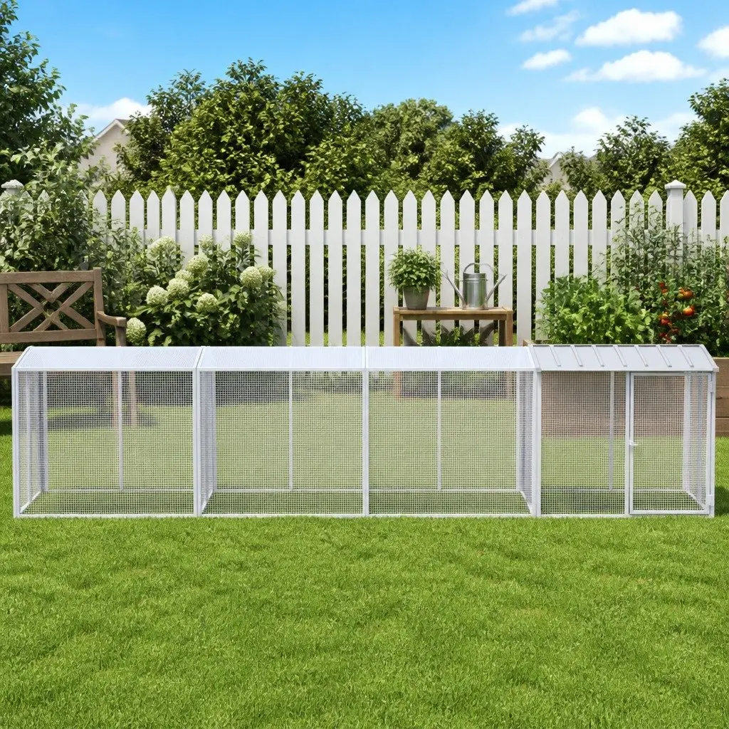Chicken Cage with Roof 1003x98x90 cm Galvanised Steel Coop Run Hen House Pen