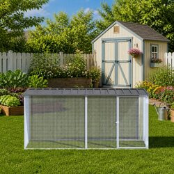 Sturdy Anthracite Chicken Cage with Roof 203x98x90cm