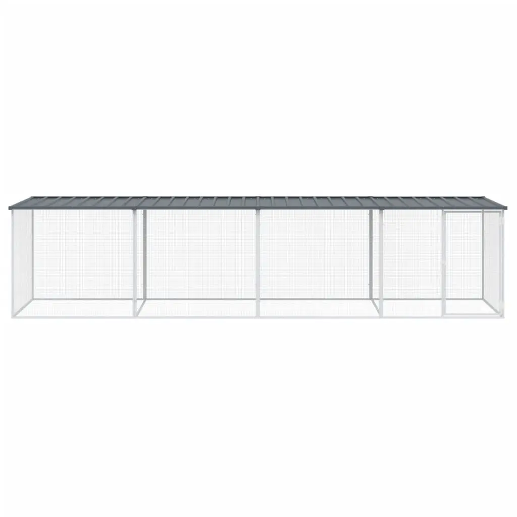 Chicken Cage with Roof 403x98x90 cm Galvanised Steel Hen House Coop Run Pen