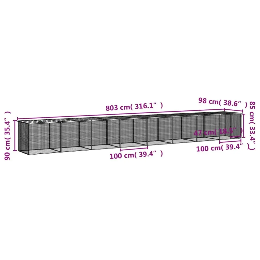 Chicken Cage Galvanised Steel 803x98x90 cm Anthracite