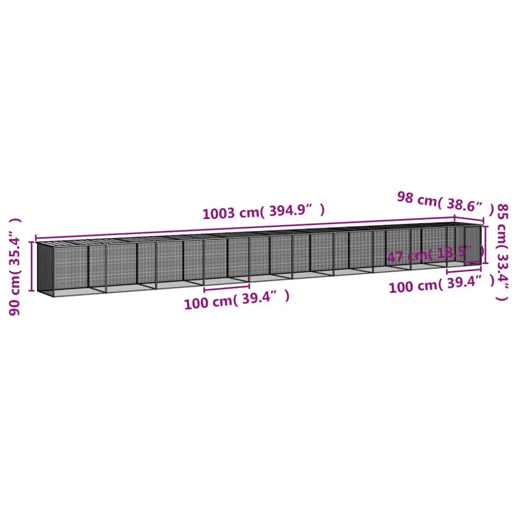 Chicken Cage Galvanised Steel 1003 x 98 x 90 cm Anthracite