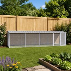 Durable Grey Chicken Cage with Roof for Small Animals
