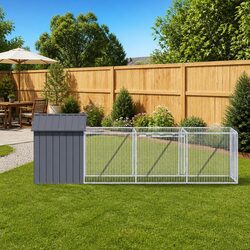 Durable Anthracite Steel Dog House with Extended Run