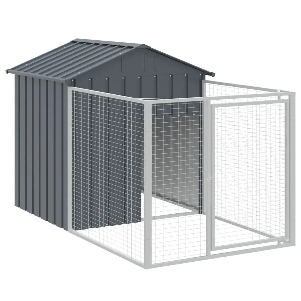 Anthracite Steel Dog House with Extended Run