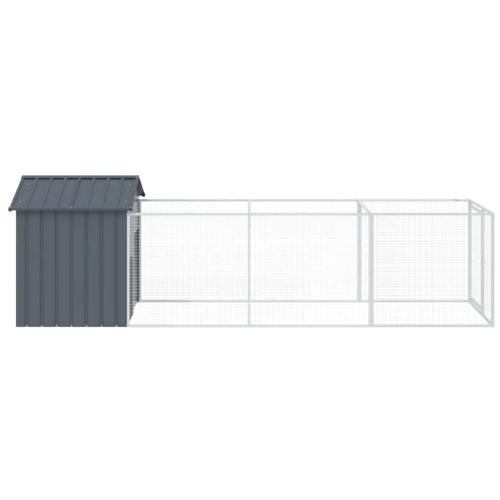 Anthracite Steel Dog House with Extended Run