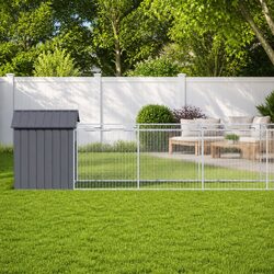 Sturdy Anthracite Steel Dog House with Extended Run