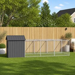 Premium Dog House with Extended Run in Anthracite