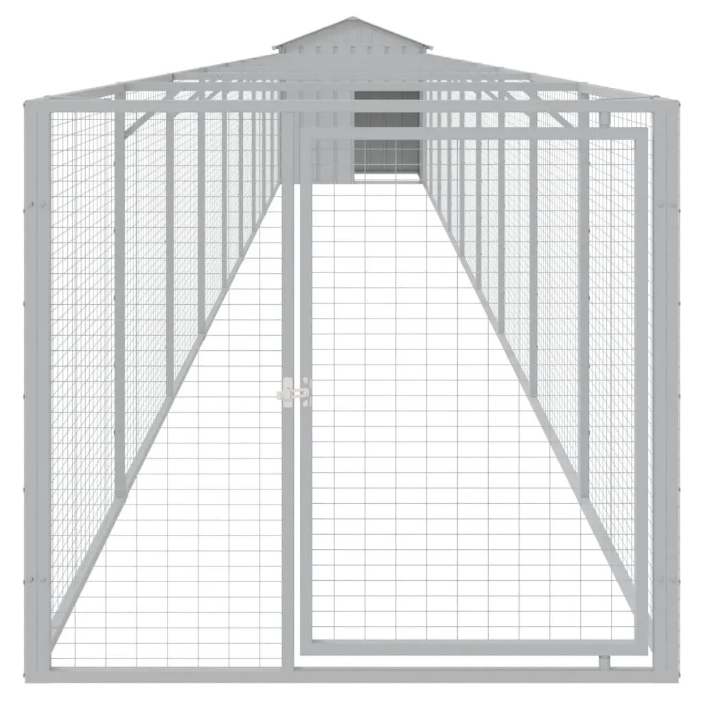 Dog House with Extended Run, Light Grey