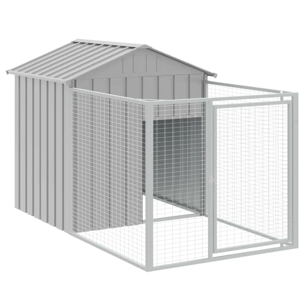 Dog House with Extended Run, Light Grey
