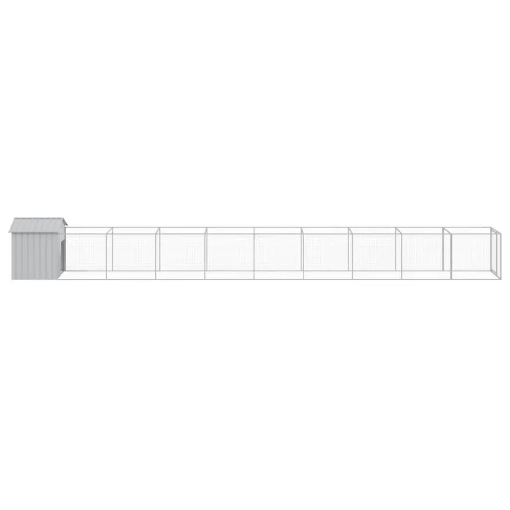 Dog House with Extended Run, Light Grey