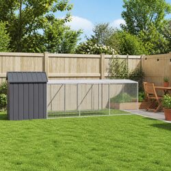 Sturdy Chicken Cage with Run in Anthracite Steel